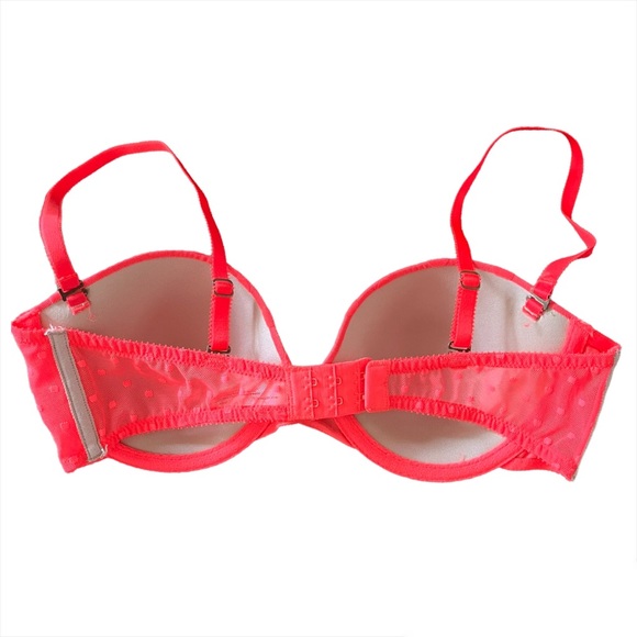 Anthropologie By Eloise Neon Pink Coral Mesh Swiss Dot Converible Strap Bra 34C - Picture 3 of 16